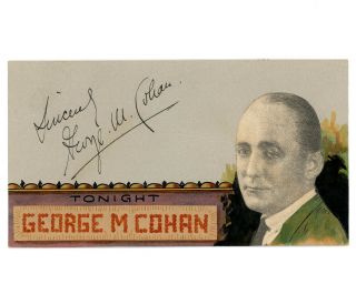 George M.  Cohan Signed Vintage 1930 Brehm Hand Painted Art Postcard Autographed