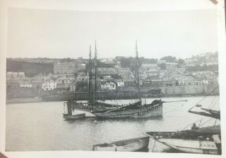 Vintage Old Photograph Fishing Boats Harbour Newlyn,  Penzance ? Cornwall 1930’s