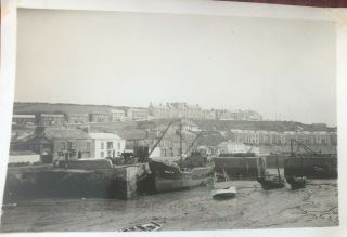 Vintage Old Photograph Fishing Boats Harbour Low Tide Newlyn,  Penzance ? 1930’s