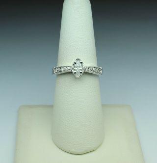 1/3cttw Marquise diamond engagement ring HISI314kt w.  gold size 7 VINTAGE STYLE 2
