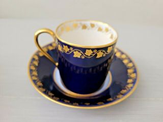 Rare Sevres Cobalt Blue Gold Cup Saucer Set