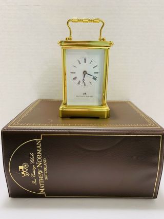 Matthew Norman Brass Carriage Clock 1754 Cc Swiss Made Case & Key