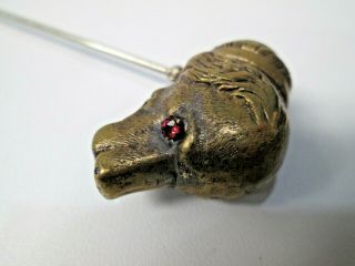 Antique Dog Head With Ruby Eyes Figure Hat Pin 39