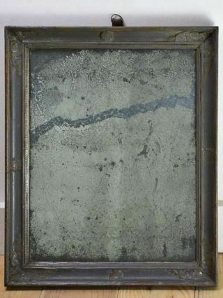 Early 18th Century French Mirror With Painted Frame And Heavily Timeworn Mirror