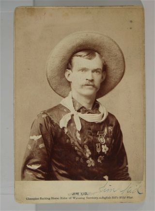 1880s Buffalo Bills Wild West Bronco Rider Jim Kid Signed Cabinet Card Photo