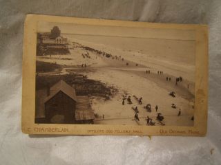 Old Orchard Beach Me.  Maine Cabinet Photo Photograph 1880s 1890s Antique Vtg Old