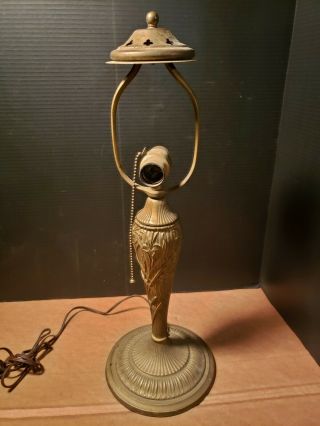 Antique Art Nouveau Floral Lamp Base Bryant Sockets For Slag Shade,  Rest&fitter