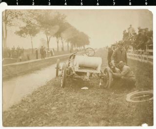 c.  1900 ' s Tire Trouble for Buick 7 at Vanderbilt Cup Races NYC Photograph 2