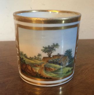 Antique 18th 19th C.  French Empire Old Paris Porcelain Coffee Can Cup Landscape