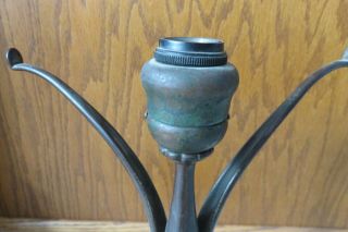 Antique Tiffany Studios Bronze 3 Arm Table Lamp Base NO SHADE 445 peacock ruffle 3