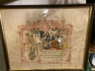 Ww1 Framed Certificate Of Honourable Discharge Pte 0594 William Fletcher South S
