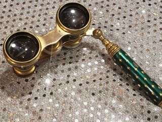 French Antique Bronze Enamel Mother of Pearl Opera Glasses Binoculars 1800 - 1900s 5