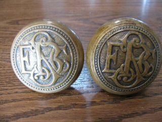 Vintage Brass Door Knob W/ecsb Monogram Erie County Savings Bank,  Buffalo Ny