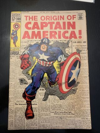 Captain America 109 (jan 1969) Origin Issue Marvel Comics