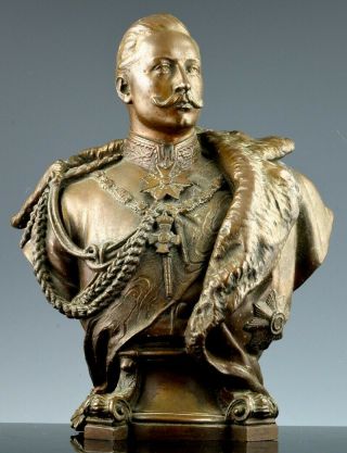 Antique Bronze Bust German Emperor Wilhelm Ii King Of Prussia Gladenbeck & Sohn