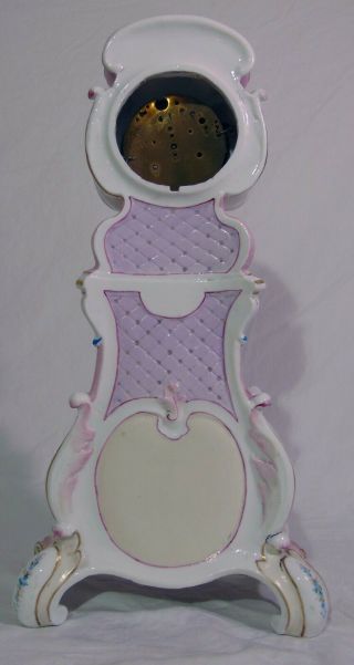 Antique 19th C French Sevres Porcelain Vion & Baury Scrolled Mantle Clock 5