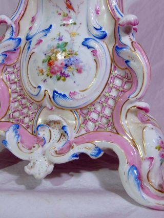 Antique 19th C French Sevres Porcelain Vion & Baury Scrolled Mantle Clock 6