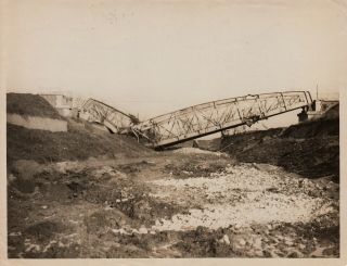 World War L Blown Up Bridge Cambrai France British Western Front - 1917