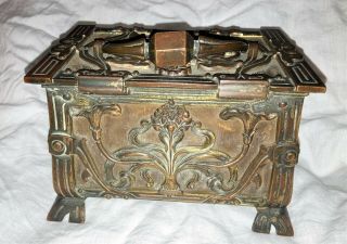 Antique 19thc French Art Nouveau Casket Jewelry Box