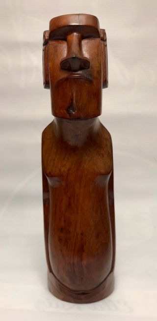 Vintage Moai Hand Carved Easter island Wood Statue Rapa Nui Pacific Art Figure 3