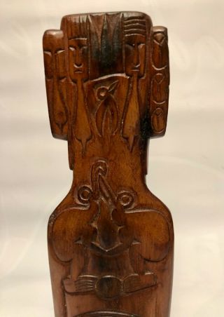 Vintage Moai Hand Carved Easter island Wood Statue Rapa Nui Pacific Art Figure 6
