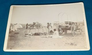 Cabinet Photo Of Native American Indians In A Camp Great Plains Area.  4.  25 " X 6.  5 "