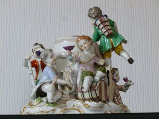 Antique Meissen Ceramic Figural Group Of Five Children Harvesting Grape 19c.