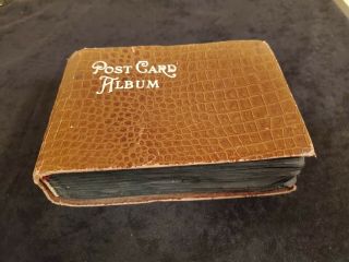 Vintage Postcard Album With Approx.  90,  Cards,  Most 100 Yrs Old (heavy Iowa Tie)