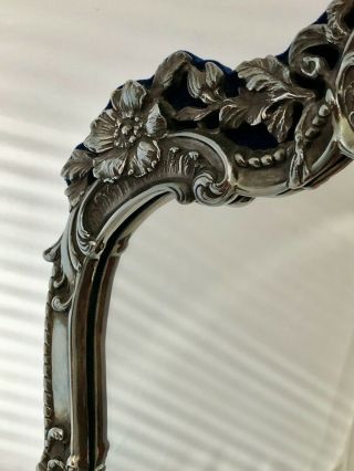 Sterling Silver Vanity Dressing Table Top Mirror Cherubs Flowers Hallmark 3