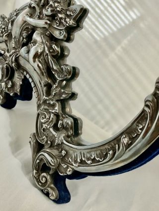 Sterling Silver Vanity Dressing Table Top Mirror Cherubs Flowers Hallmark 6