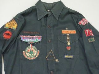 Vintage 40s Boy Scouts Button Up Shirt With Patches & Pinbacks Washington Oregon