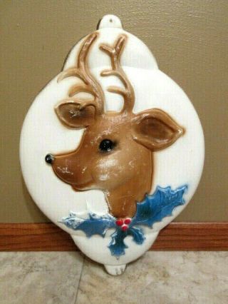 Vtg 1972 Union Products Lighted Rudolph Reindeer Ornament Blow Mold - Rare