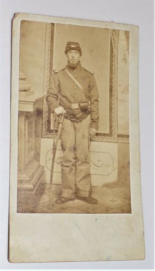 Cdv Of Civil War Soldier With A Sword