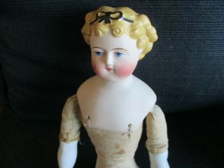 14 " Antique Parian Doll With Molded Bow In Molded Hair - Great Size
