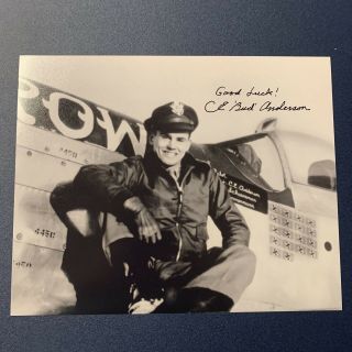 Clarence Bud Anderson Signed 8x10 Photo Autograph World War 2 Triple Ace
