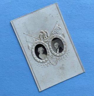 Civil War Era George & Martha Washington Cdv Photo Embossed Cameo Rhode Island