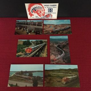 6 Vintage Santa Fe Railroad Fred Harvey Post Cards Envelope