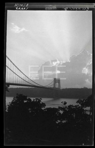 1939 George Washington Bridge Construction Manhattan Nyc Old Photo Negative 614b