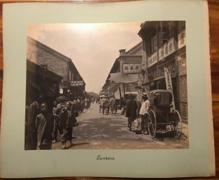 2 Large Antique Photos Tientsin Tianjin Street Scenes Boxer Rebellion China
