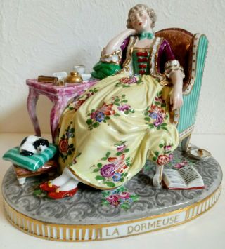 Antique 19th C Old Paris French Porcelain Figure Woman - The Sleeper - Rare