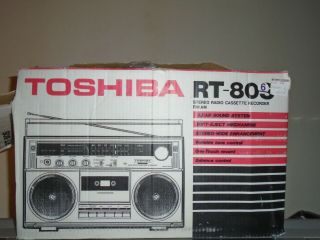 Vintage Toshiba Rt - 80s Cassette Recorder Boom Box Great
