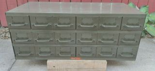 Vintage Equipto Usa 18 Drawer Metal Parts Cabinet - 17 " Deep Drawers 8540 Ej