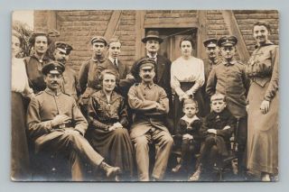 Ww1 Antique Germany Real Photo Rppc Postcard Uniform Officer Soldier W/ Children