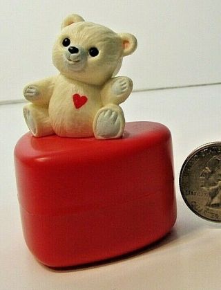 Hallmark Merry Miniature Valentines 1995 White Teddy Bear Heart Shaped Container