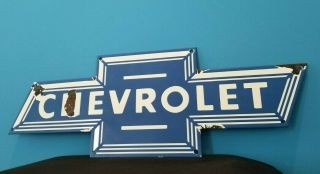 Vintage Chevrolet Porcelain Bow - Tie Gas Auto Trucks Service Sales Dealer Sign