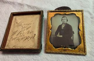 6th Plate Daguerreotype Photo Of A Handsome Young Man Writing In Case