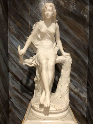 French 19th Century White Carrara Marble Statue Of Lady