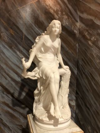 French 19th Century White Carrara Marble Statue of Lady 2