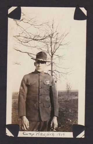 Ww1 Era Soldier Uniform W/medal Camp Pike 1919 Old/vintage Photo Snapshot - C428