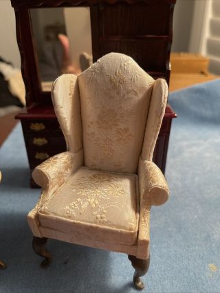 Miniature Doll House Wingback Arm Chair By Artisan Nancy Belt